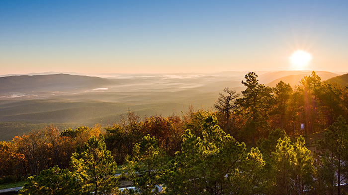 Breathtaking views from the Talimena Scenic Drive - just 12 miles from your Oklahoma Cabin Rental