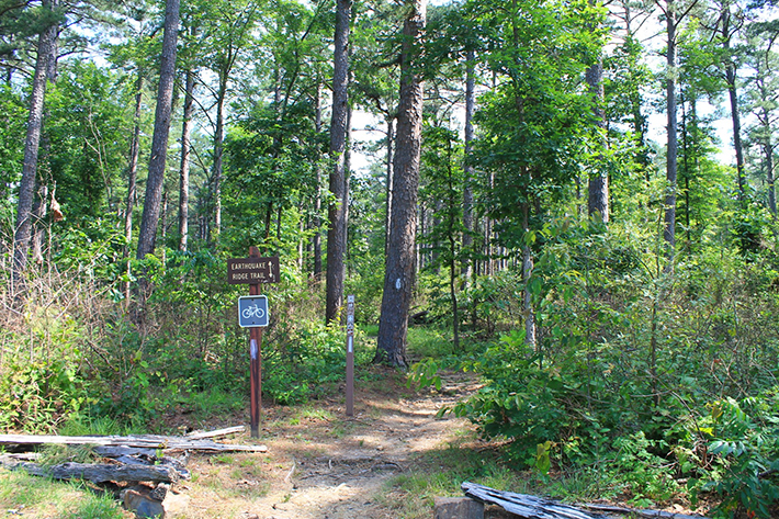 Tackle the mountain bike trails during your stay at Peckerwood Knob Cabins in Oklahoma.