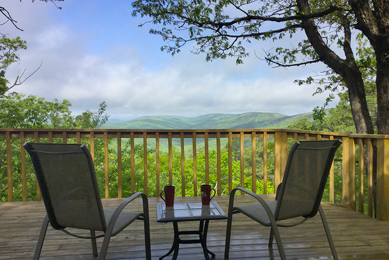 sunsetcabindeckview Peckerwoodknob Cabins