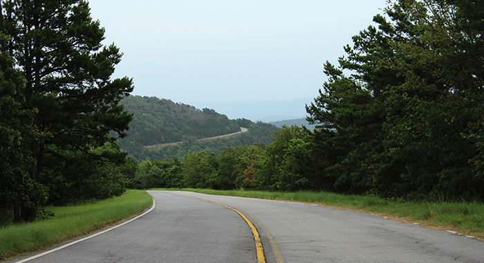 Winding curves along the Talimena drive make it a favorite day excursion for our cabin rental guests.